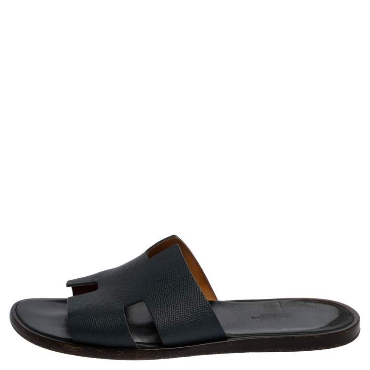 Pre Owned Hermes Blue Leather Izmir Sandals Size 43