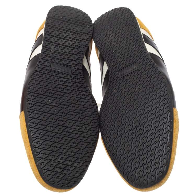 مملوكة مسبقًا Hermes Tricolor Leather And Suede Tie Break Low Top Sneakers Size 41 