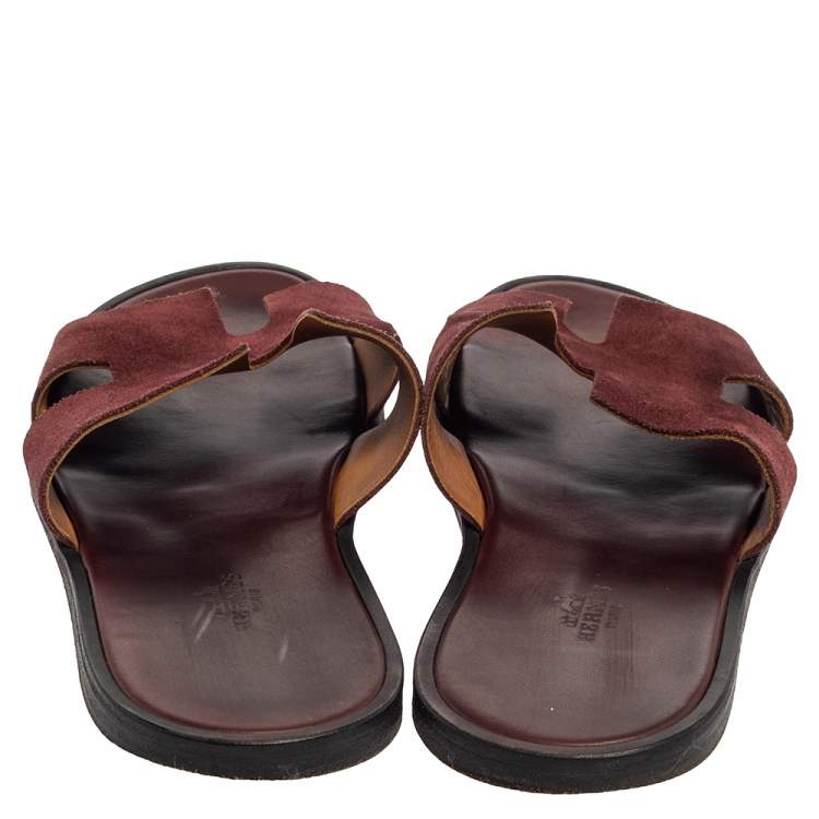 Pre Owned Hermes Brown Suede Izmir Sandals Size 43