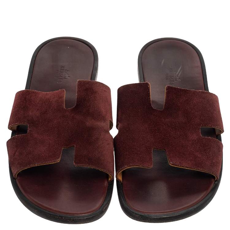 Pre Owned Hermes Brown Suede Izmir Sandals Size 43