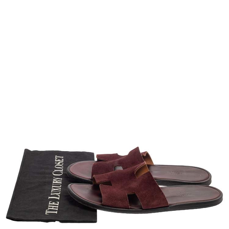 Pre Owned Hermes Brown Suede Izmir Sandals Size 43
