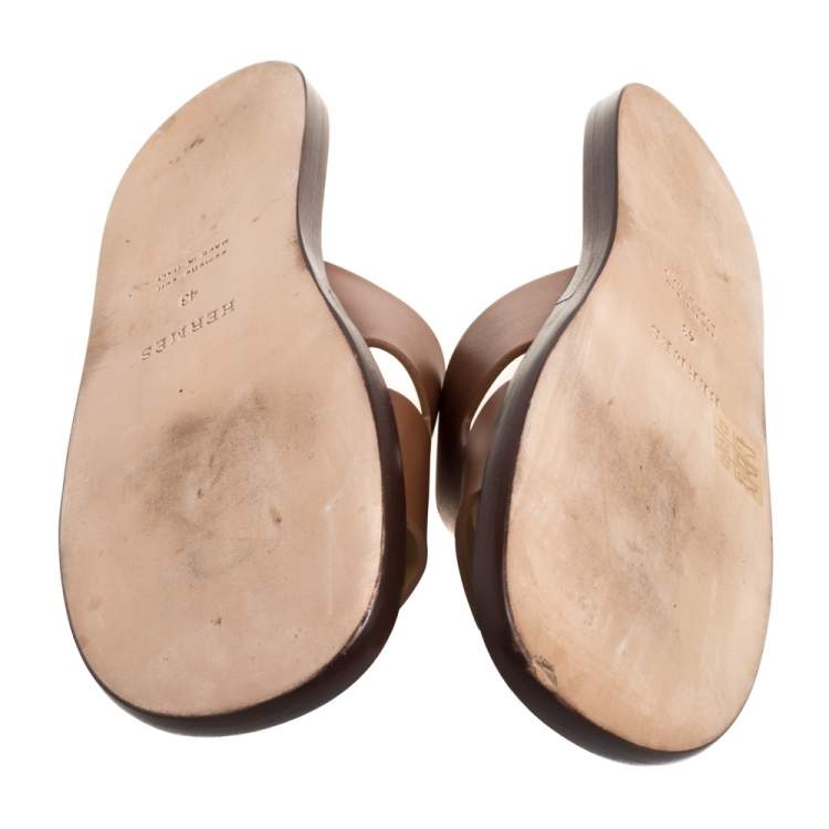 Pre Owned Hermes Brown Leather Izmir Sandals Size 43