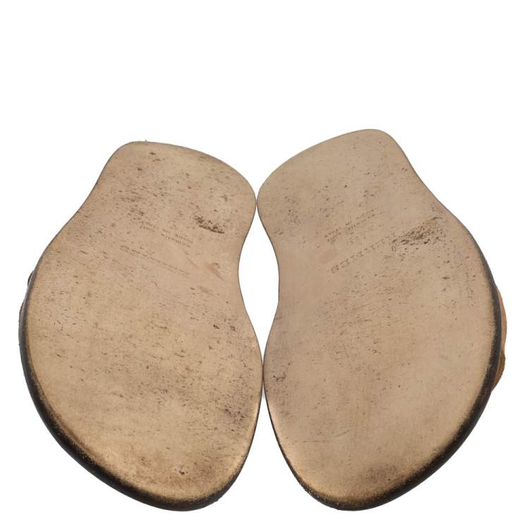 Pre Owned Hermes Brown Suede Izmir Flat Slides Size 43.5