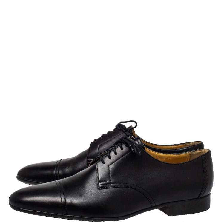 Pre Owned Hermes Black Leather Lace Up Oxfords Size 42