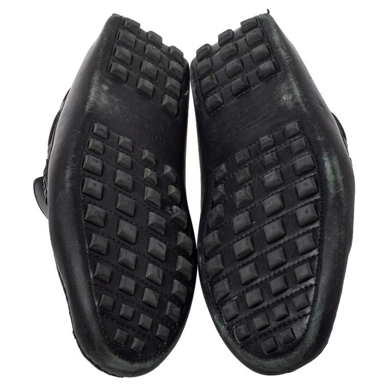 Pre Owned Hermes Black Leather Slip On Irving Loafers Size 41