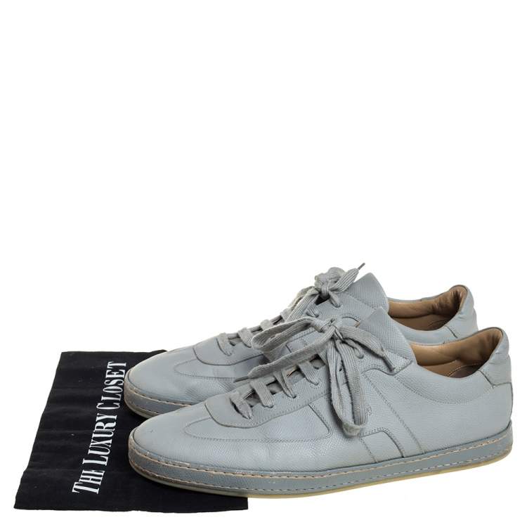 Pre Owned Hermes Grey Textured Leather Quicker Low Top Sneakers Size 44