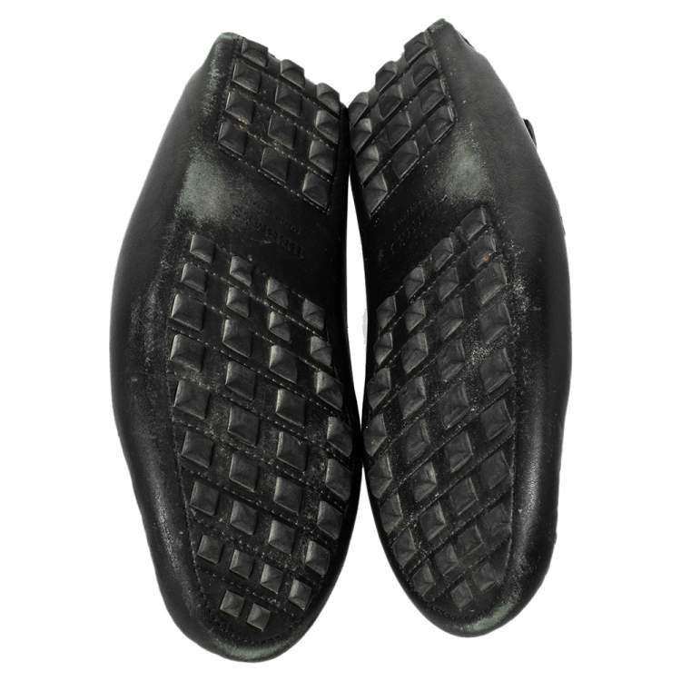 Pre Owned Hermes Black Leather Irving Slip On Loafers Size 41