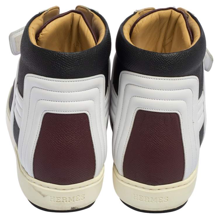 Pre Owned Hermes Multicolor Leather Lions High Top Sneakers Size 42