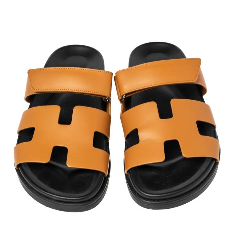 Pre Owned Hermes Brown Leather Chypre Sandals Size 40