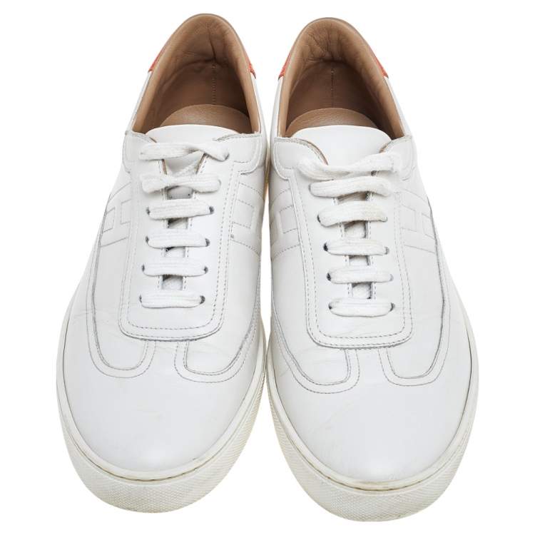 مملوكة مسبقًا Hermes White Leather Quicker Low Top Sneakers Size 41