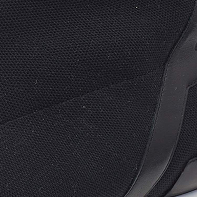 مملوكة مسبقًا Hermes Black Knit Fabric And Leather Soft High Top Sneakers Size 40