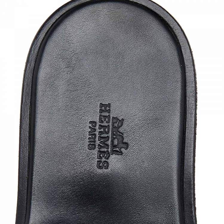 مملوكة مسبقًا Hermes Black Alligator Leather Izmir Flat Sandals Size 43