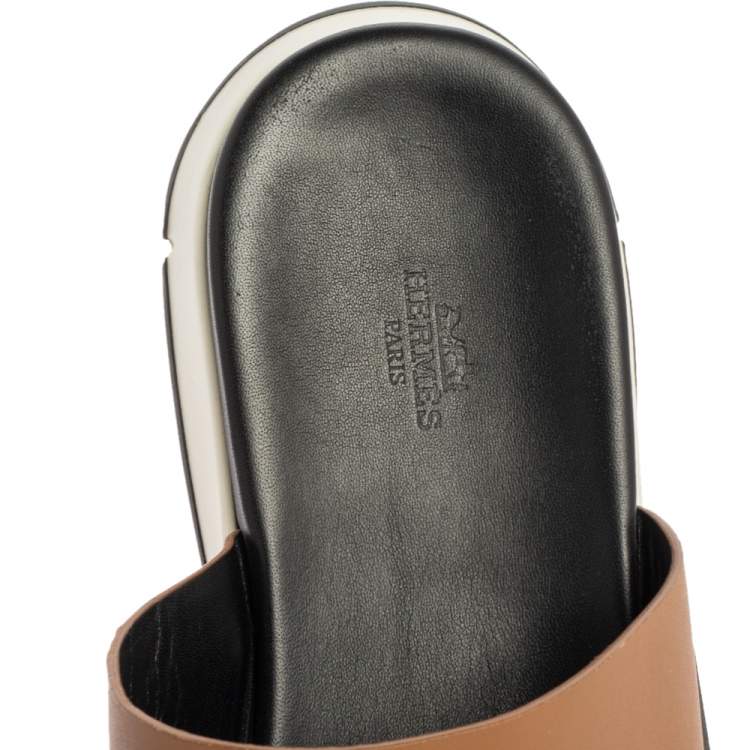 Pre Owned Hermes Brown Leather Varadero Sandals Size 46