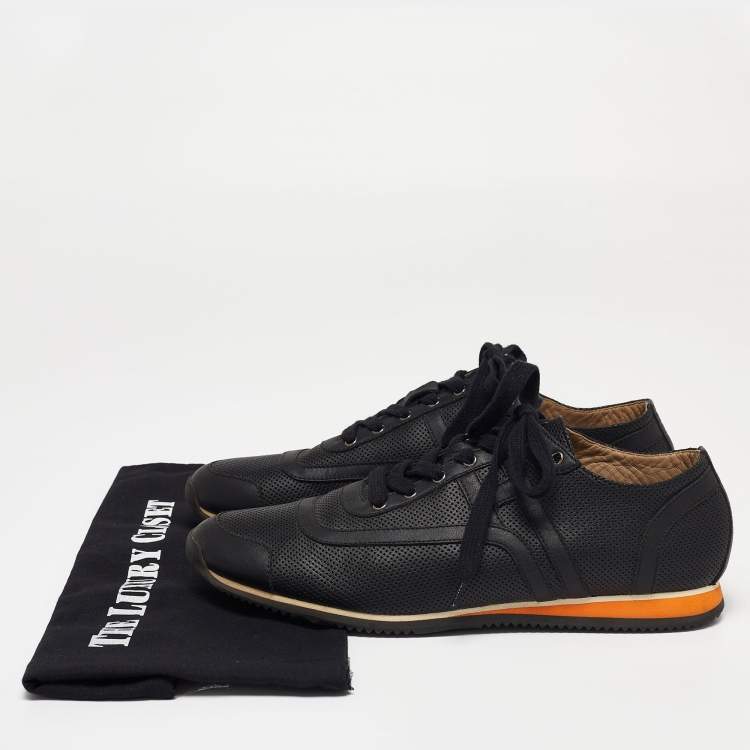Pre Owned Hermes Black Leather Low Top Sneakers Size 41
