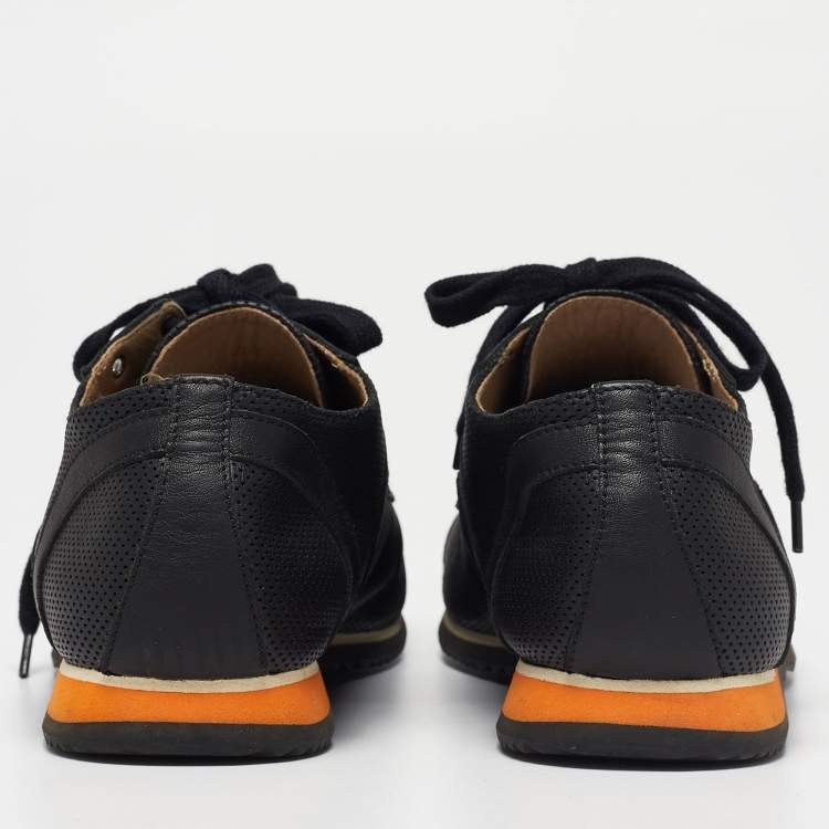 Pre Owned Hermes Black Leather Low Top Sneakers Size 41