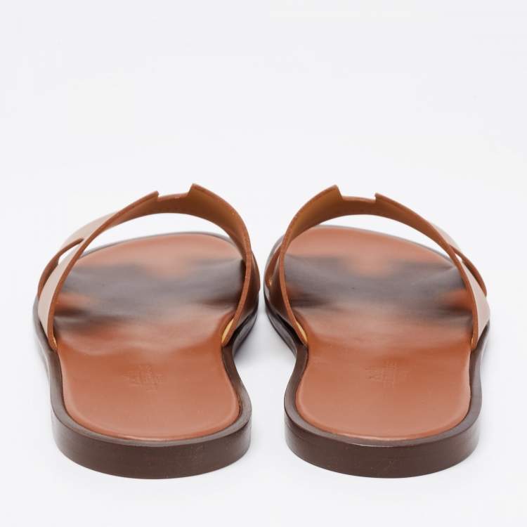 Pre Owned Hermes Brown Leather izmir Sandals Size 41