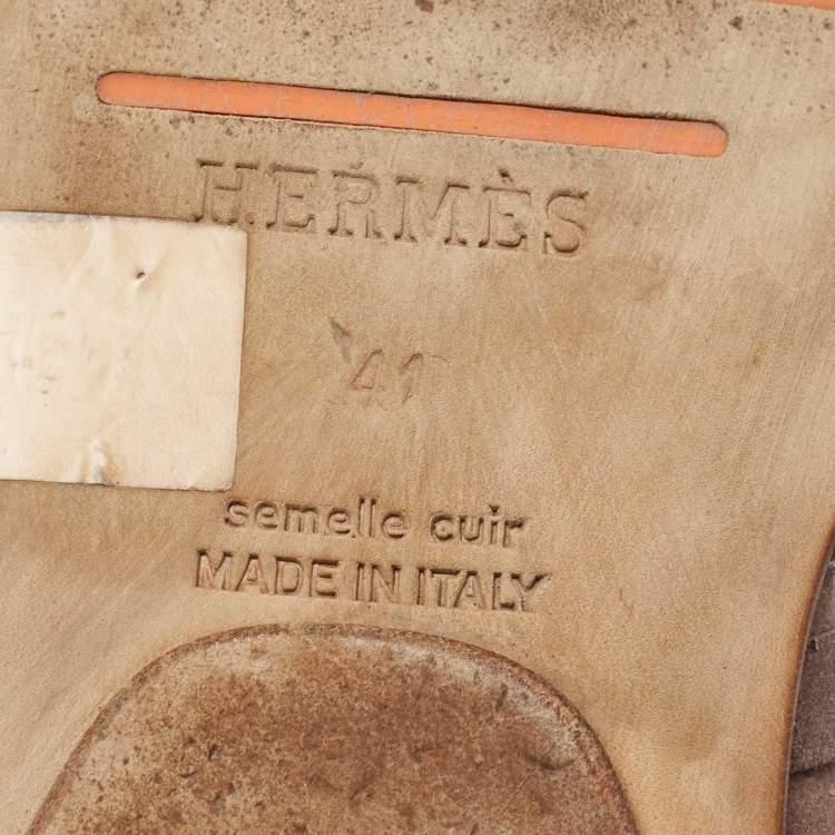 Pre Owned Hermes Brown Suede  Ring Toe Flat Sandals Size 41