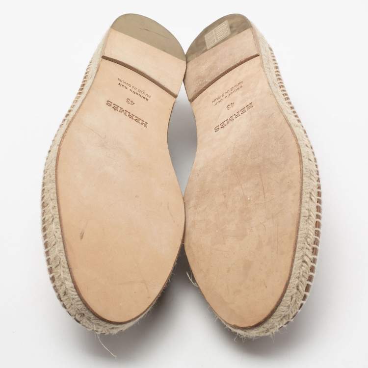 Pre Owned Hermes Brown Leather Trip Espadrilles Size 43
