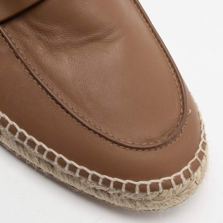 Pre Owned Hermes Brown Leather Trip Espadrilles Size 43