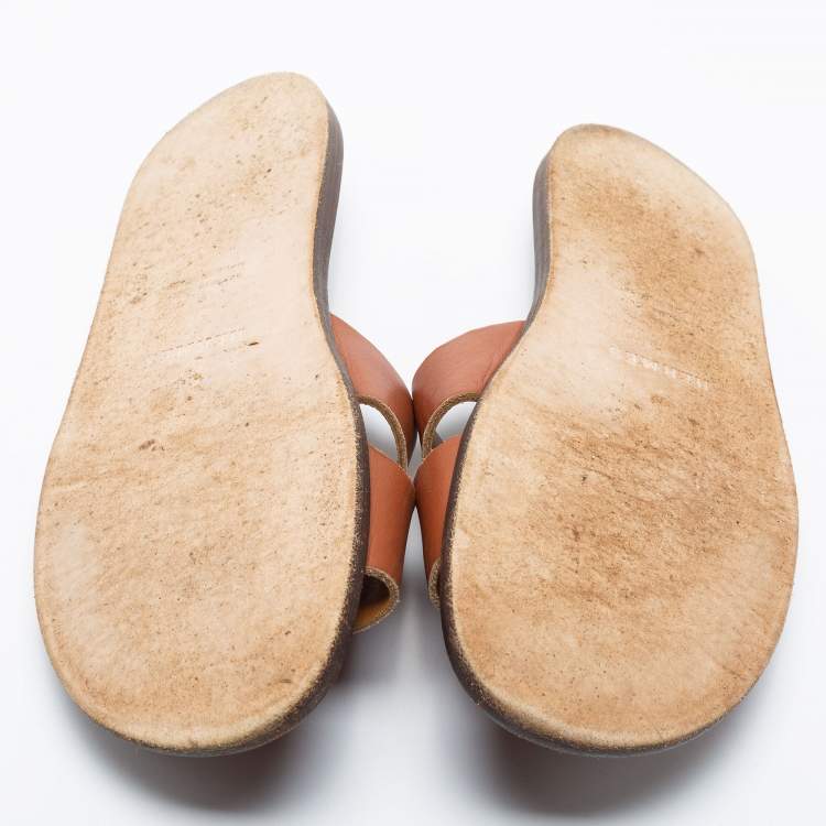 Pre Owned Hermes Brown Leather Izmir Sandals Size 42 