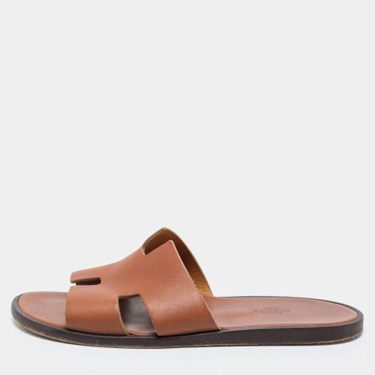 Hermes Brown Ostrich Izmir Sandals Size 42 Hermes