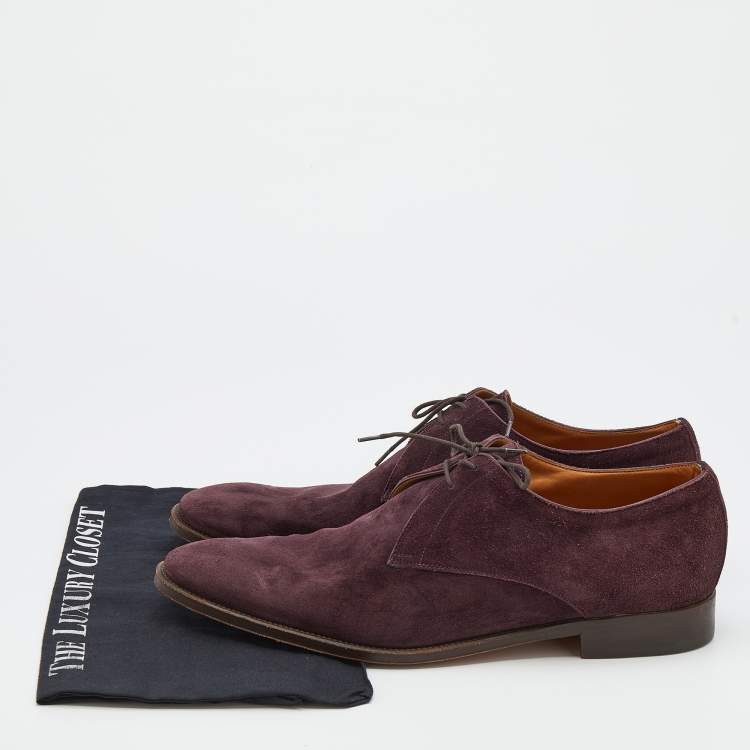 Pre Owned Hermes Plum Suede Lace Up Derby Size 44