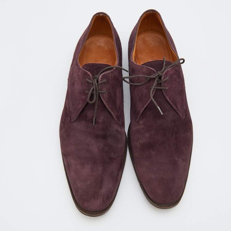 Pre Owned Hermes Plum Suede Lace Up Derby Size 44