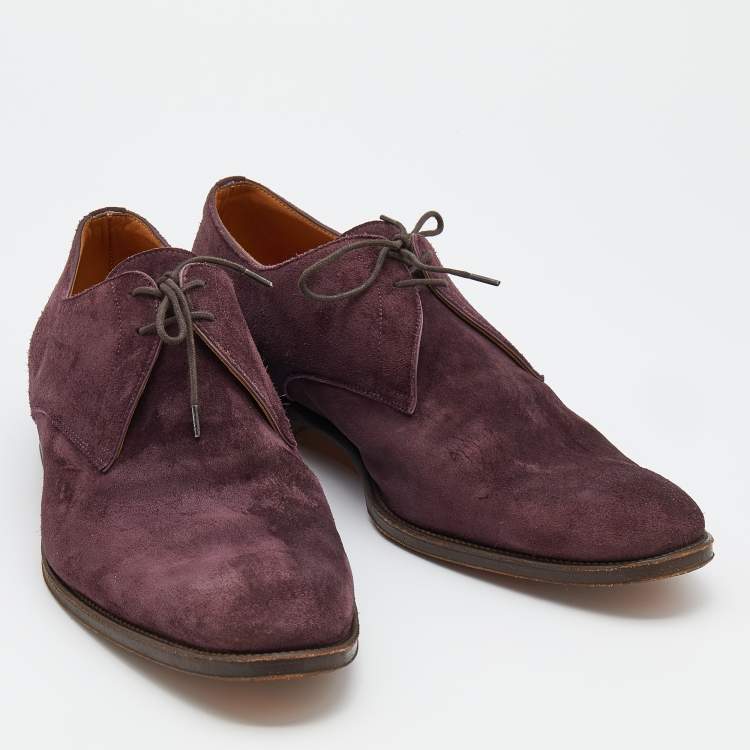 Pre Owned Hermes Plum Suede Lace Up Derby Size 44
