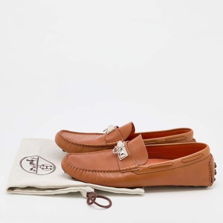 Pre Owned Hermes Tan Leather Irving Loafers Size 41
