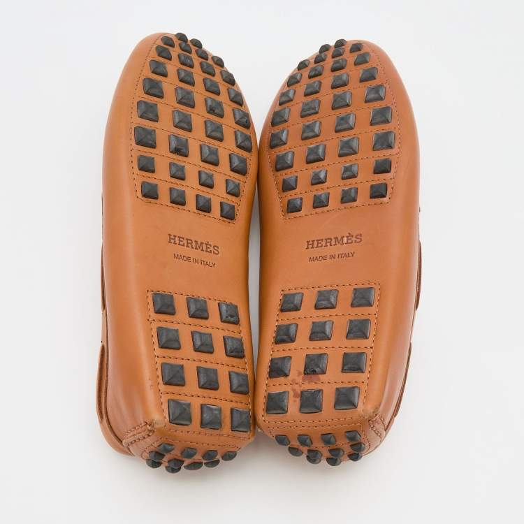 Pre Owned Hermes Tan Leather Irving Loafers Size 41