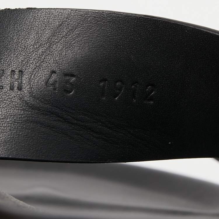 Pre Owned Hermes Black Leather Chypre Sandals Size 43 