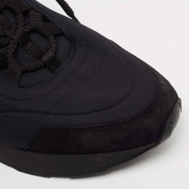 Pre Owned Hermes Black Suede and Nylon Miles Sneakers Size 41.5