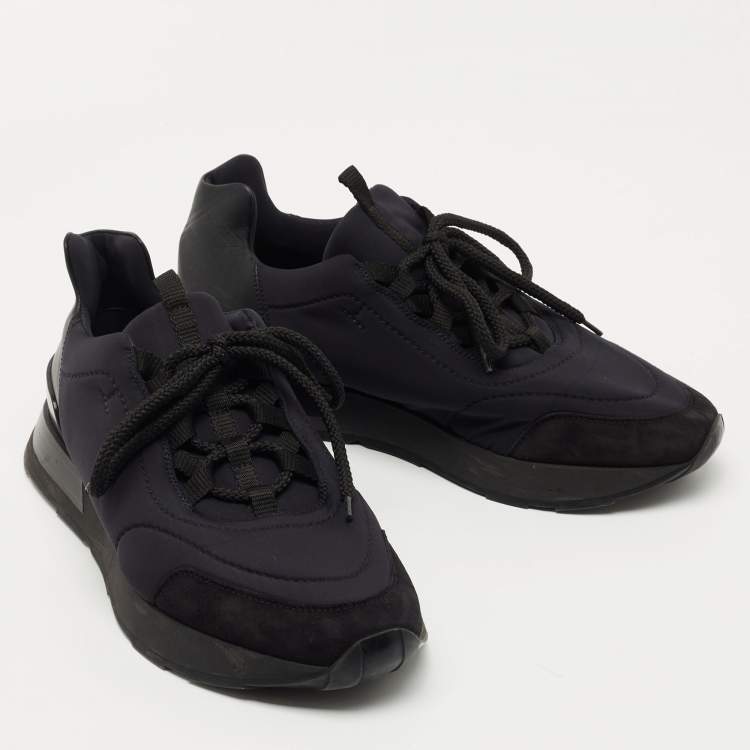 Pre Owned Hermes Black Suede and Nylon Miles Sneakers Size 41.5