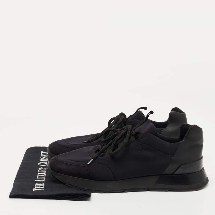 Pre Owned Hermes Black Suede and Nylon Miles Sneakers Size 41.5