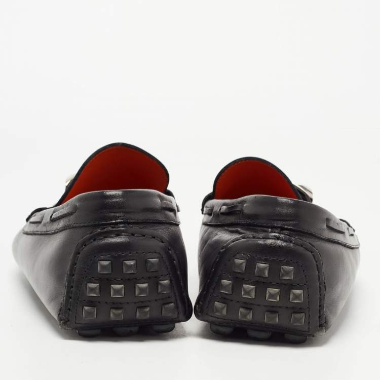 Pre Owned Hermes Black Leather Irving Loafers Size 41.5