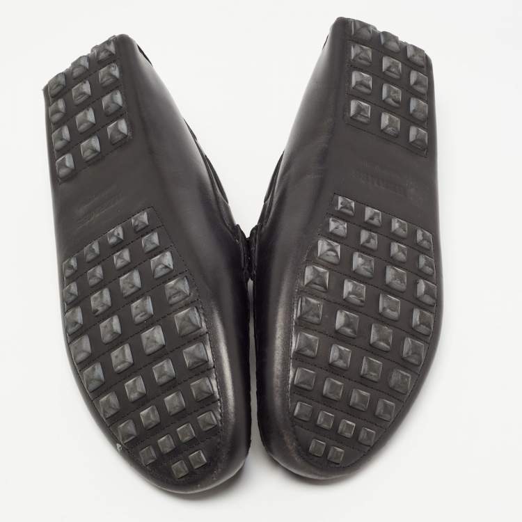 Pre Owned Hermes Black Leather Irving Loafers Size 41.5
