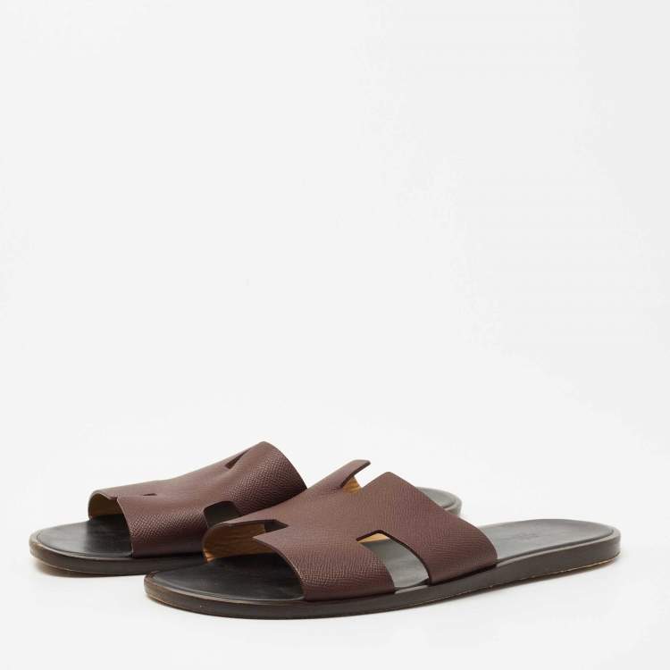 Hermes Burgundy Leather Oran Sandals Size 45 Hermes | TLC