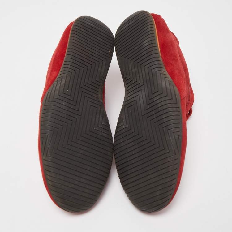 Pre Owned Hermes Red Suede Quick Low Top Sneakers Size 41