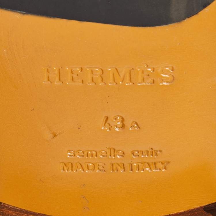 Pre Owned Hermes Black Leather Paris Slip On Loafers Size 43