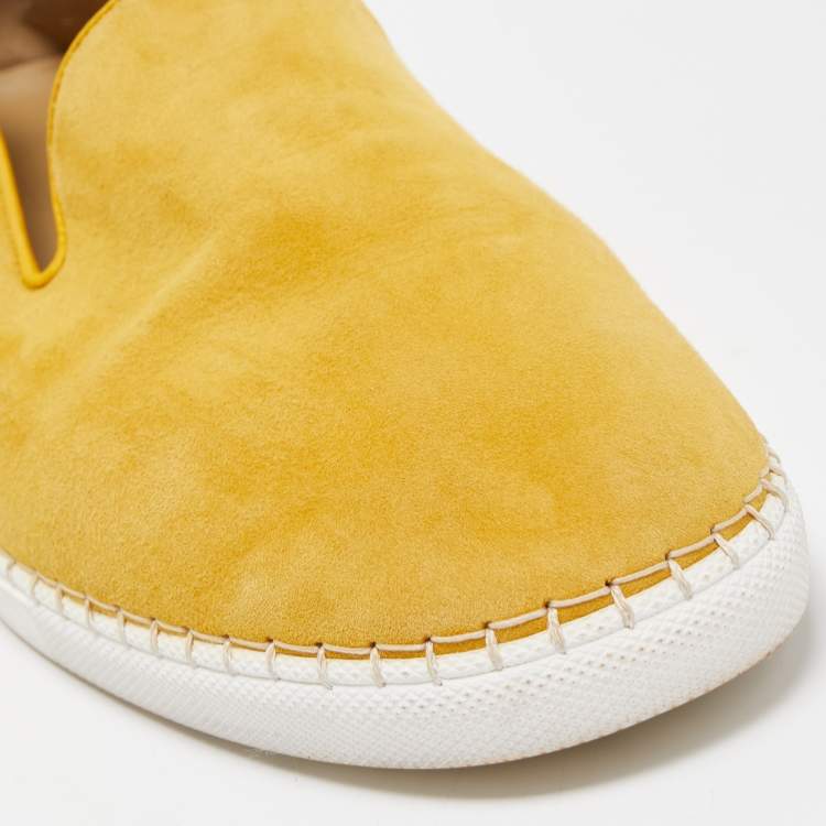 Pre Owned Hermes Yellow Suede Slip On Sneakers Size 43.5