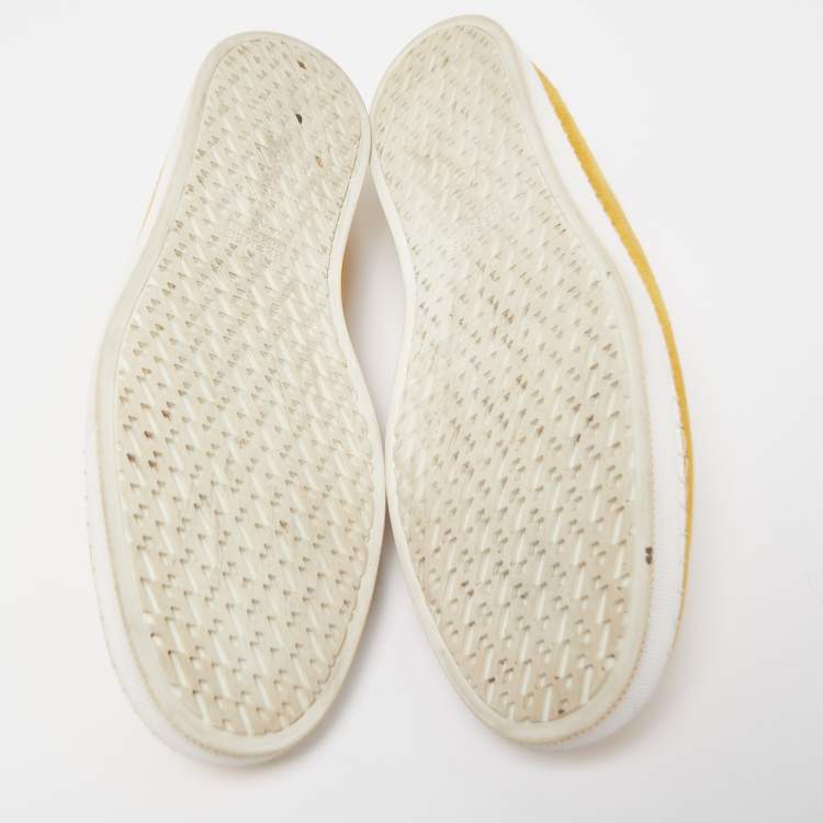 Pre Owned Hermes Yellow Suede Slip On Sneakers Size 43.5