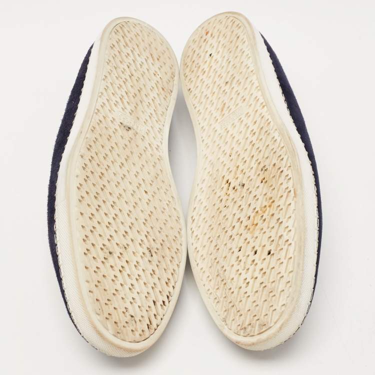 Pre Owned Hermes Navy Blue Suede Slip On Sneakers Size 43.5