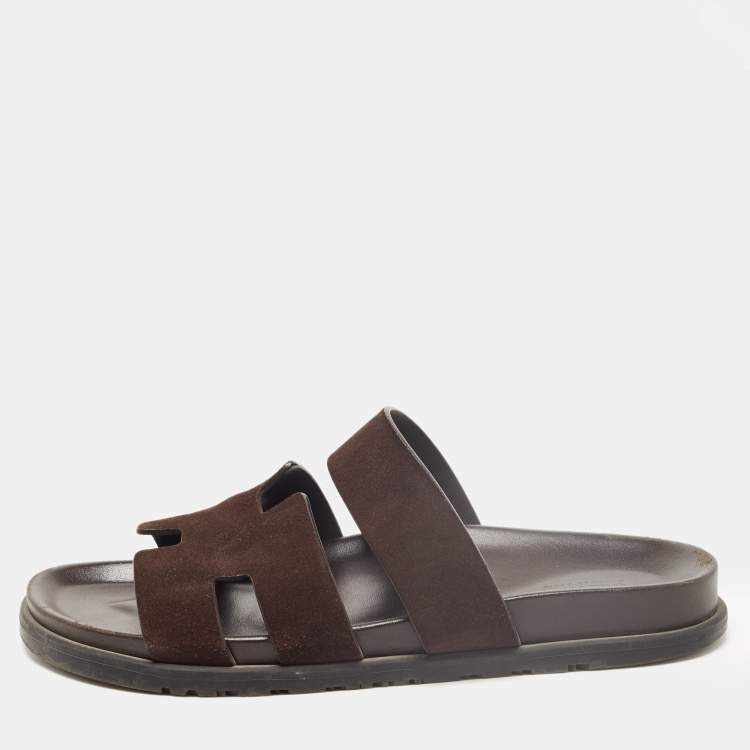 Pre Owned Hermes Brown Suede Ankara Sandals Size 42.5 