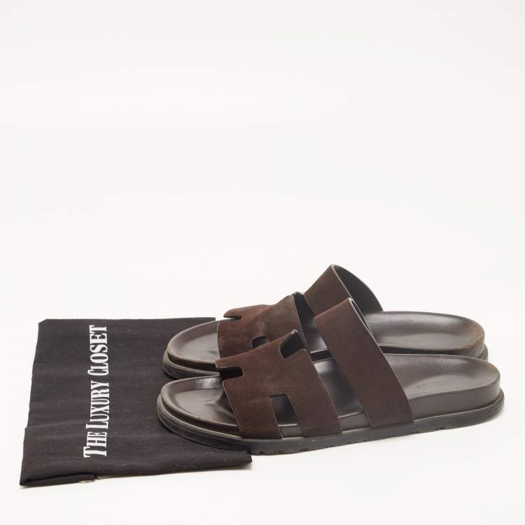 Pre Owned Hermes Brown Suede Ankara Sandals Size 42.5 