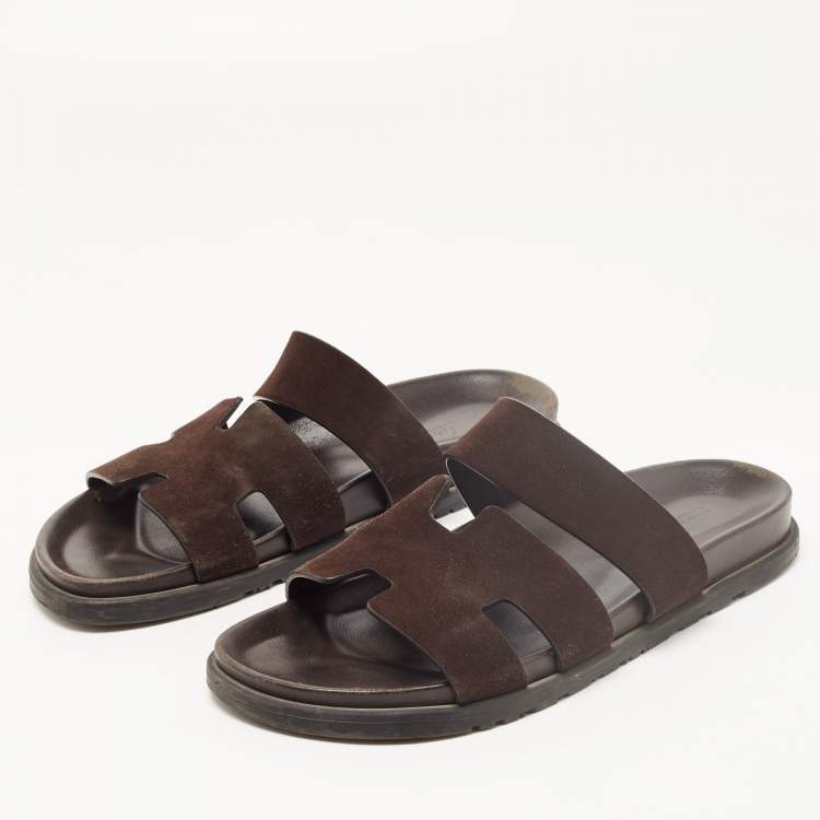 Pre Owned Hermes Brown Suede Ankara Sandals Size 42.5 