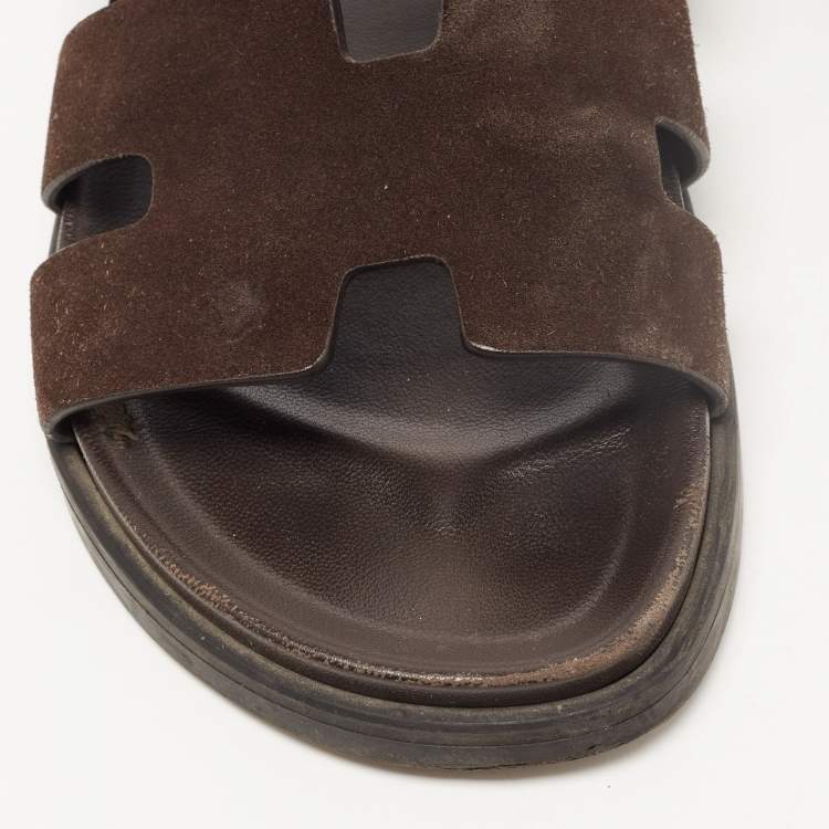 Pre Owned Hermes Brown Suede Ankara Sandals Size 42.5 