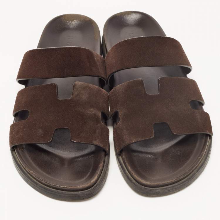 Pre Owned Hermes Brown Suede Ankara Sandals Size 42.5 
