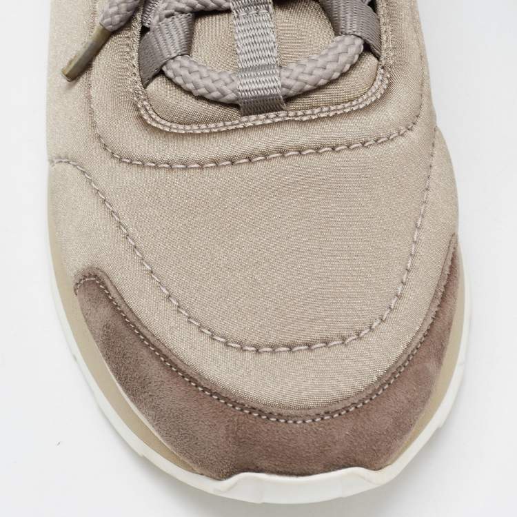 Pre Owned Hermes Tri Color Leather, Neoprene and Suede Buster Sneakers Size 39.5