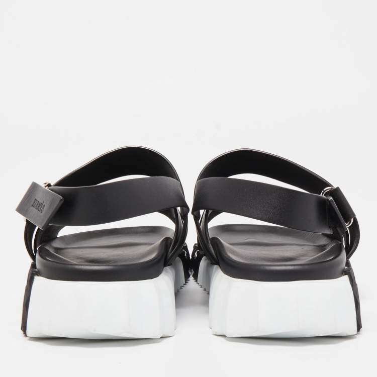 Pre Owned Hermes Black Leather Electric Sandals Size 45