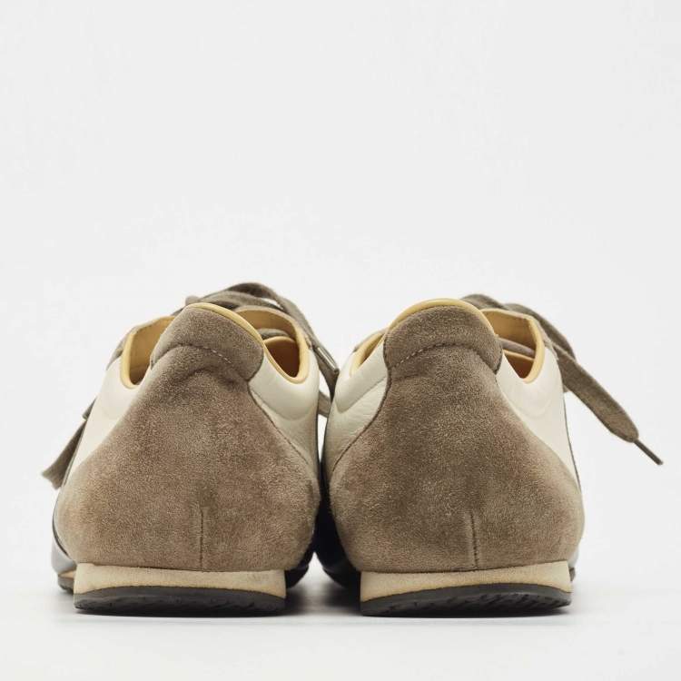 Pre Owned Hermes Tricolor Suede and Leather Tie Break Low Top Sneakers Size 45